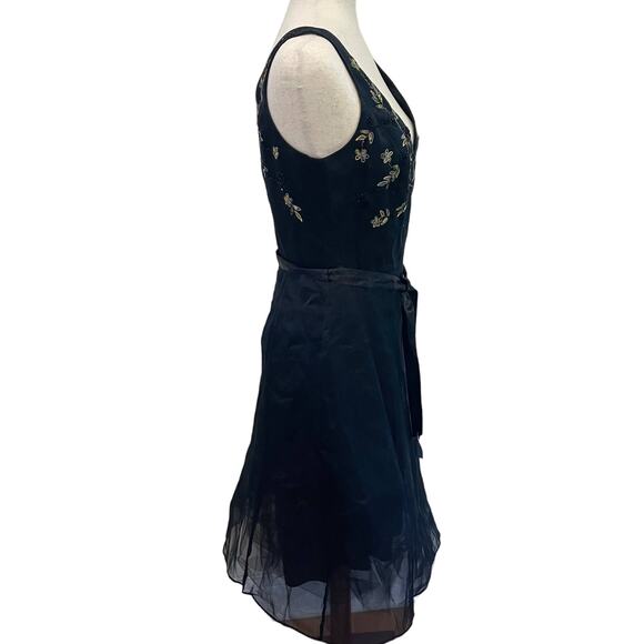 Laundry by Shelli Segal 100% Silk Lined Tulle Embroidered Dress Sz 6 - Picture 3 of 7